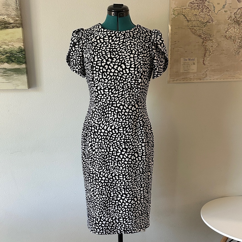 Elegant Black and White Leopard Dress